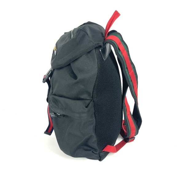 Gucci Webline Sherryline Tiger Backpack Bag Nylon Canvas Black - Picture 3 of 15